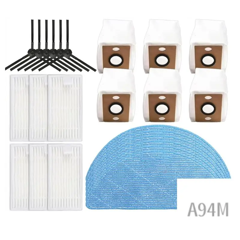 9M-Replacement Parts Main Side Brush Filter Mop For ILIFE V20, Vyzzle D10, Laresar L10, Lydsto R1D Edge, Roidmi Eve Rook S