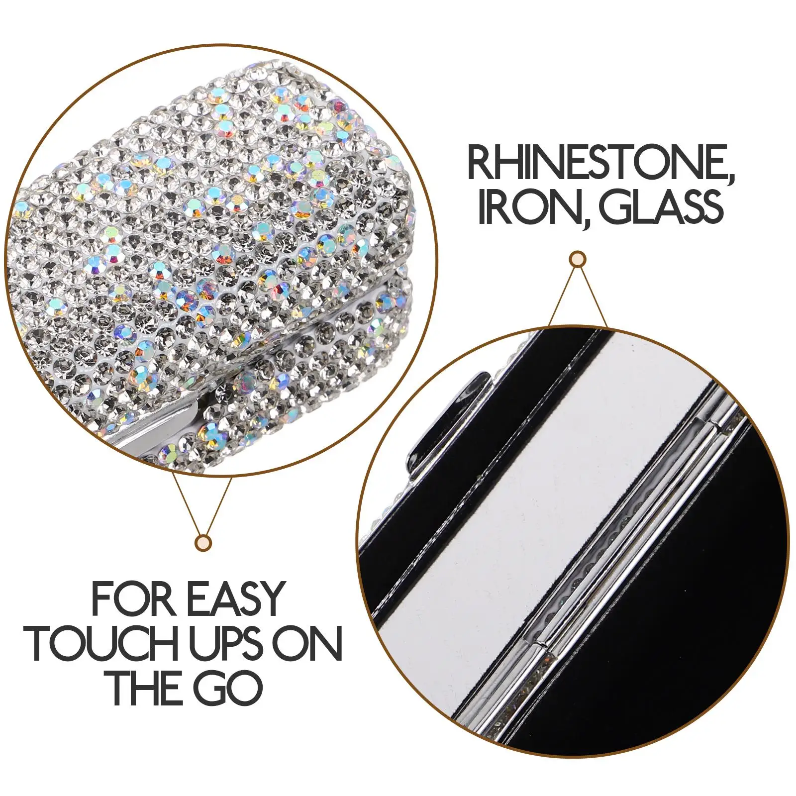  กล่องลิปสติกสําหรับกระเป๋า Full Diamond GLOSS ผู้ถือ Silver Vanity Bling ของขวัญ Travel