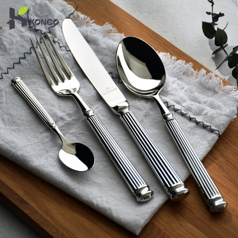 Hammered Cutlery Set 1/4/8/16Pcs Luxury Tableware Set 18/10 Stainless Steel Dinnerware Knife Fork Spoon Dishwasher Safe Flatware