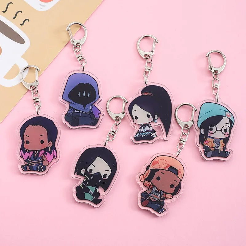 1/17Pcs Game Cartoon VALORANT Acrylic Car Keychain Cute Backpack Pendant Funny Bag Charms Accessories Decoration Holiday Gifts