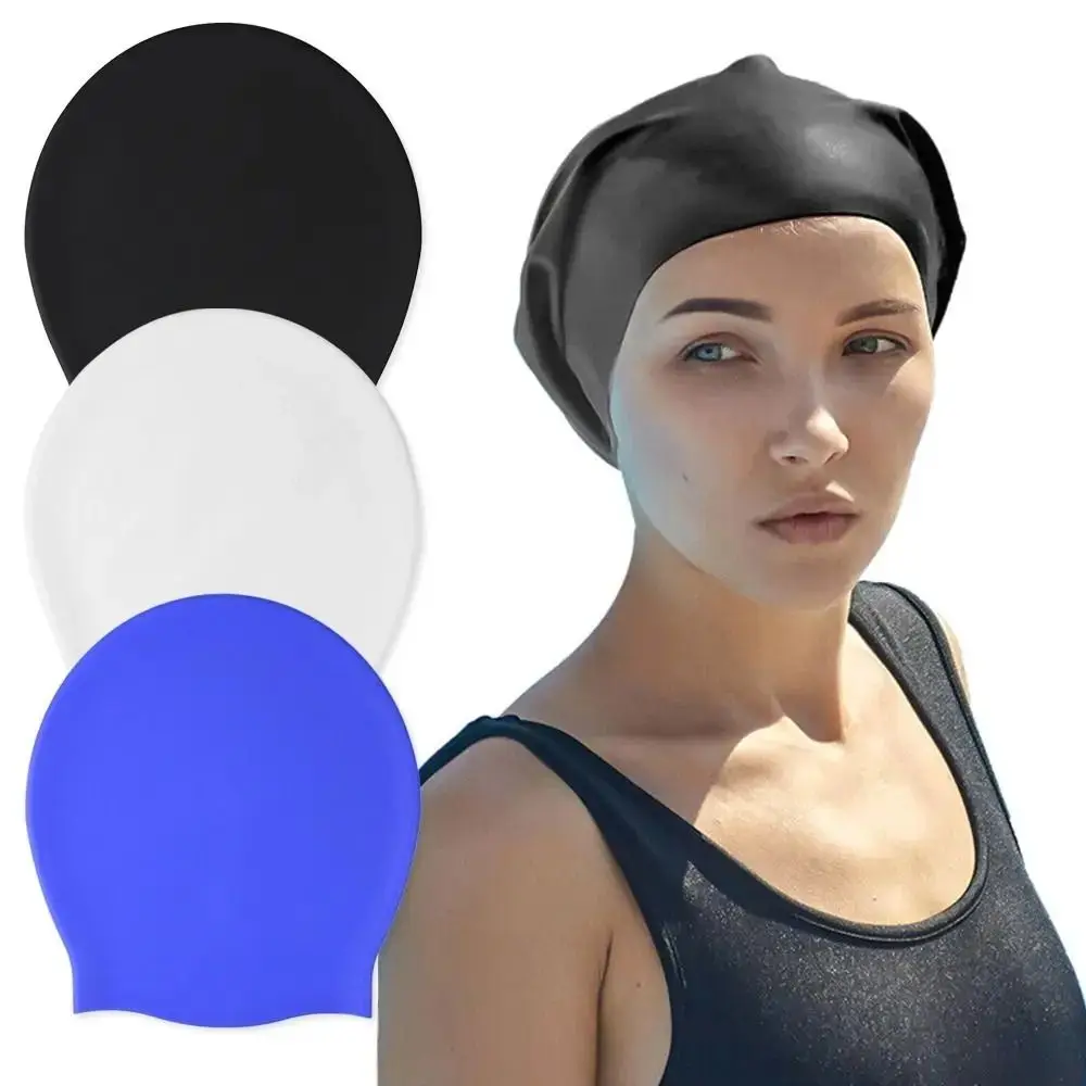 Silicone Extra Large Swimming Cap Waterproof Long Hair Braid bathing Swimming Caps Ladies African Over Size Huge Big headed hat