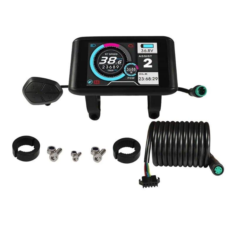 E‑Bike Color LCD Display Meter Kit, 36V 48V 52V 60V 72V Multivoltage Compatible with Control Switch for Electric Bicycle