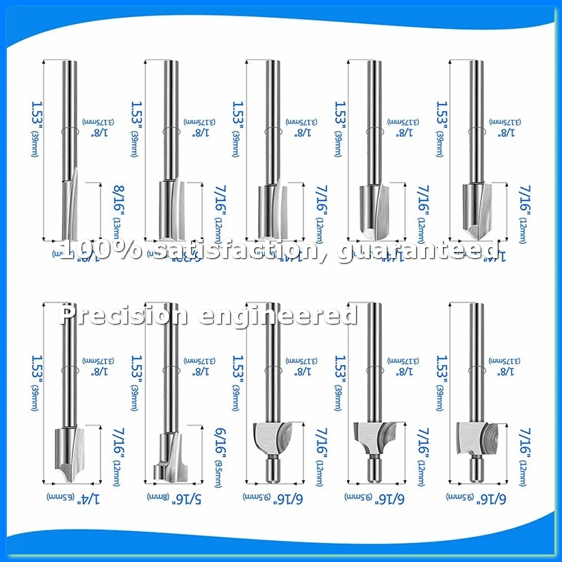 20Pc HSS Router Carbide Engraving Bits for Router Bit Set 1/8 Inch(3mm) Shank for Rotary Tools-A23R