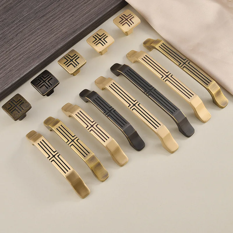 

New Chinese Style Solid Brass Furniture Handles Luxury Handles for Wardrobe and Drawer Hardware Fitting Kitchen Cabinet Handles