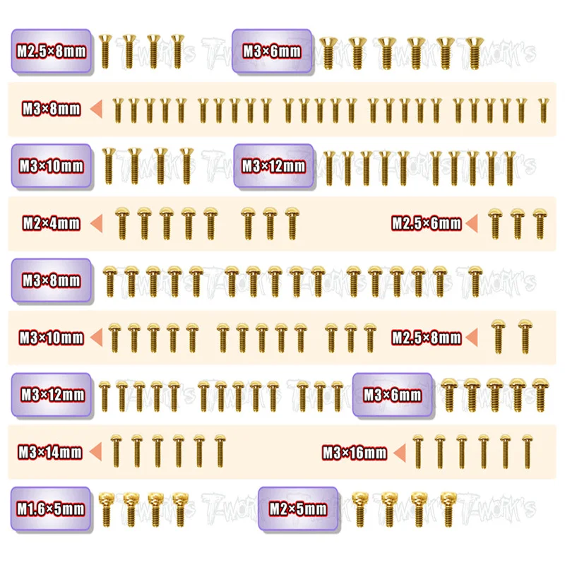 Original T works GSS-B74.2 Gold Plated Steel Screw Set 130pcs. ( For Team Associated RC10 B74.2 )ssional Rc part