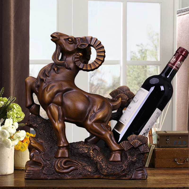 

God Sheep Statue Crafts Wine Rack Home Living Room Entrance TV Cabinet Office Desktop Decoration housewarming Birthday Gift