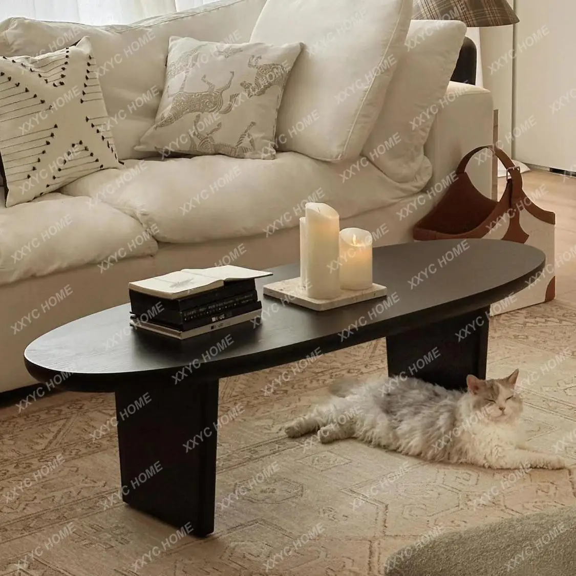 

LXwabi-sandy wind solid wood coffee table medieval edge table