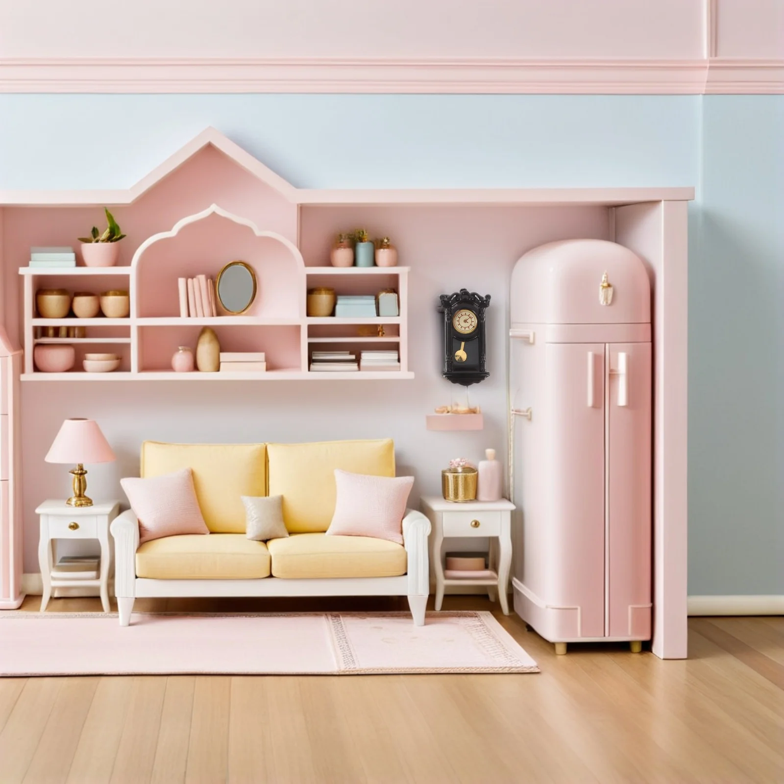 

Tiny Wall Clock Vintage Style Miniature Accessory Retro Decor Mini House Living Room Scene Dollhouse Wall Clock