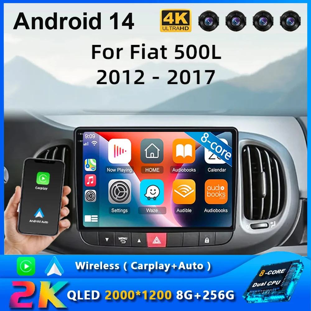 

Android 14 For Fiat 500L 2012 - 2017 Car Radio Multimedia Video Player Navigation GPS Auto Carplay QLED Touch Screen No 2Din DVD