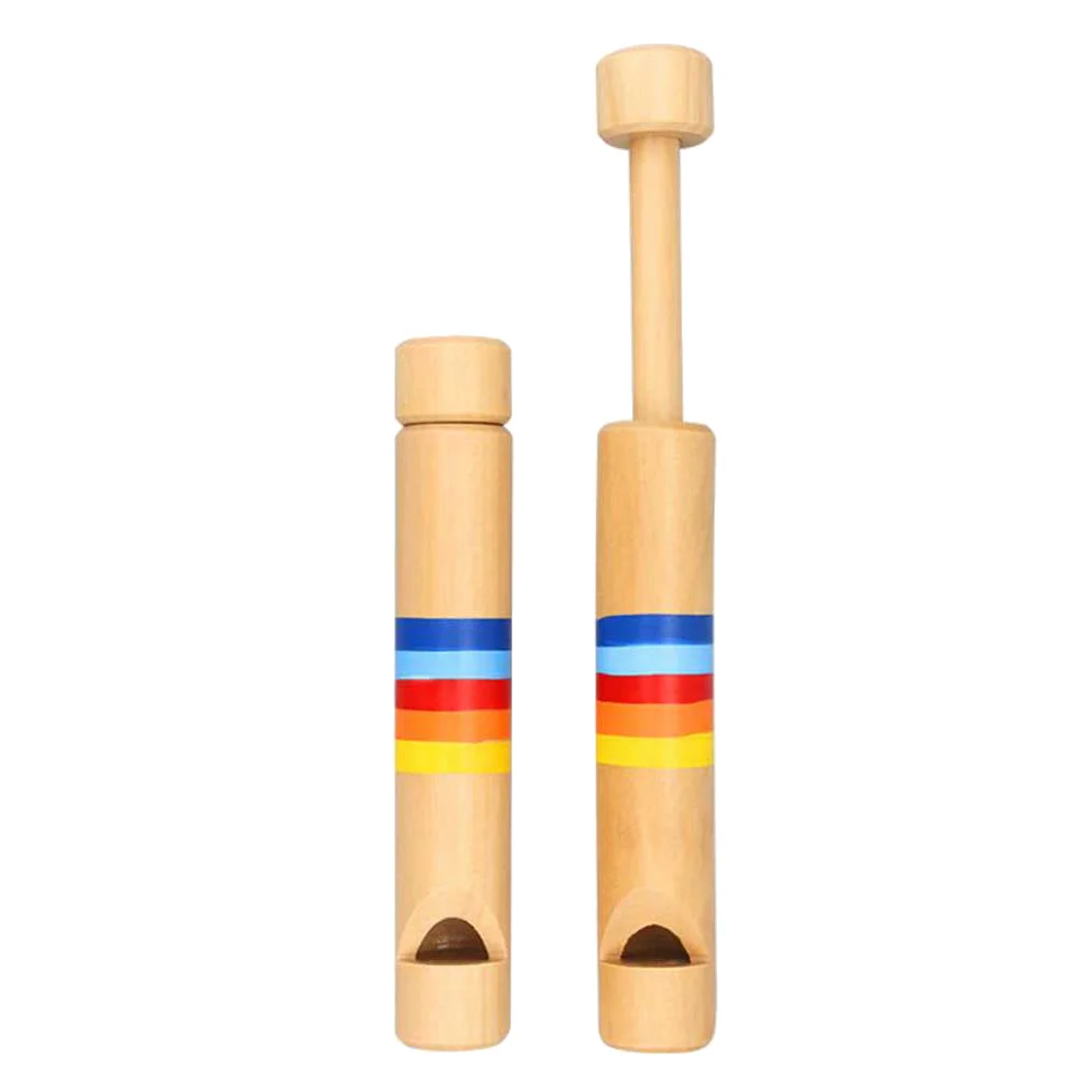 

2 Pcs Whistle Toy Children Pull Wood Flute Kids Music Instrument Whistles Educational