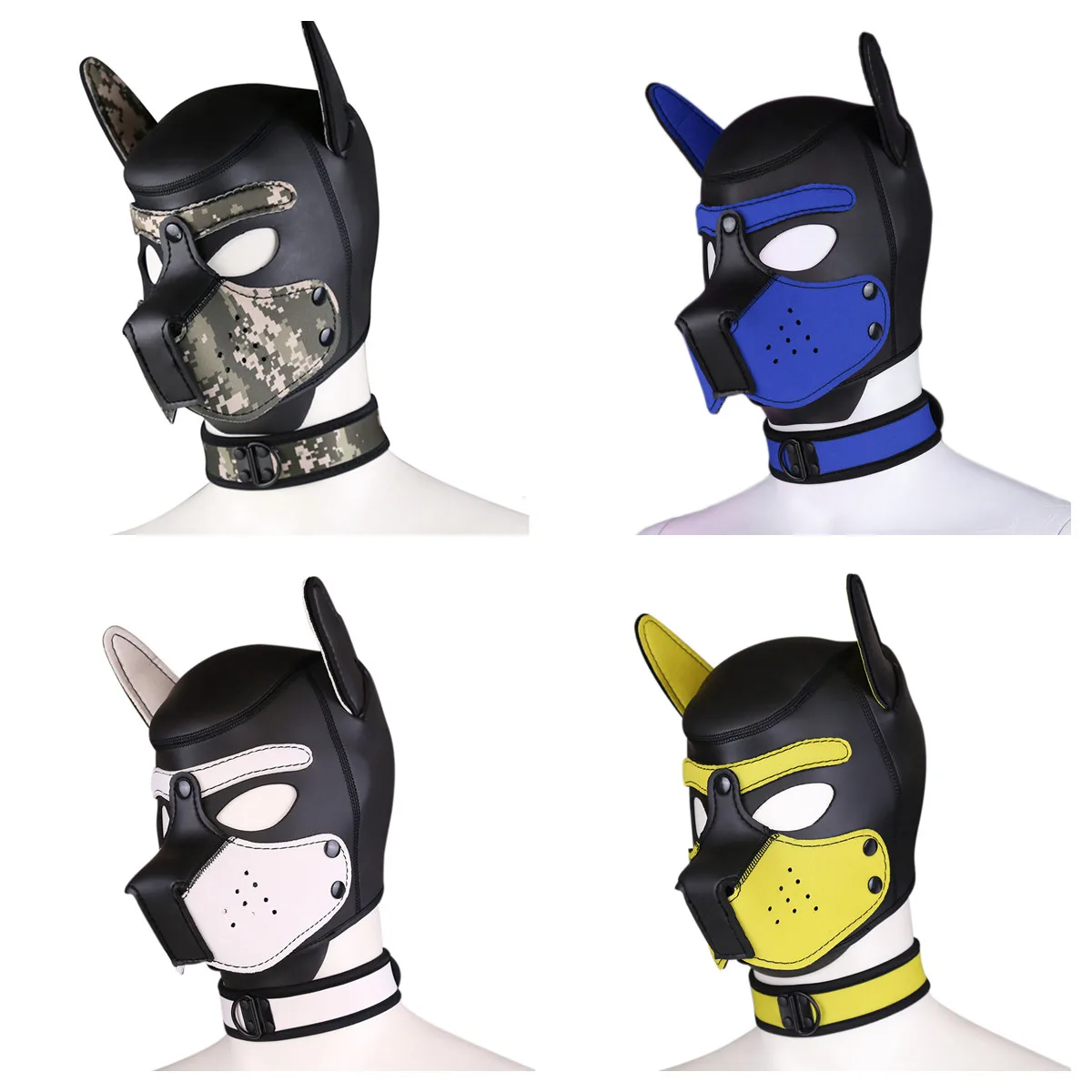 10 Colors Fashion Puppy Cosplay Mask Party PU Leather Rubber Unisex Mask New Increase Large Size XL Padded Rubber Head Hood