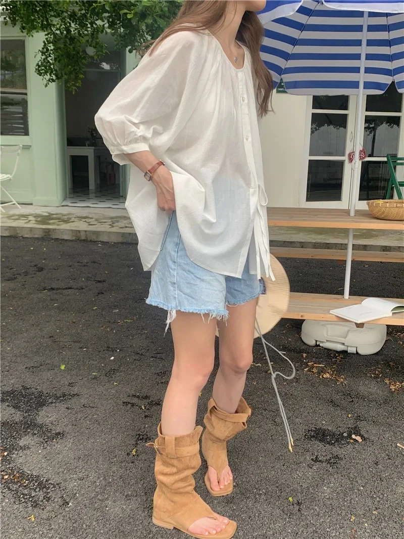 Summer Women Blouse Spring Shirt Female Woman Blouse Maxi Blusas Chiffon Casual Elegant Vintage Long Sleeve Oversize Loose White