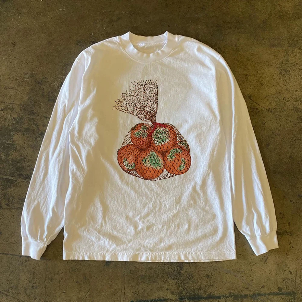 

ex Long Sve T-irt Retro American round Ne Funny Print Cotton 00% Versatile Top for Men And Women Youth Faion