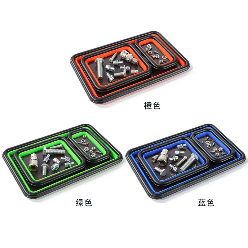 Rectangle Magnetic Silicone Tool Box Foldable Tray Parts Hardware Storage Box Folding Magnetic Tray