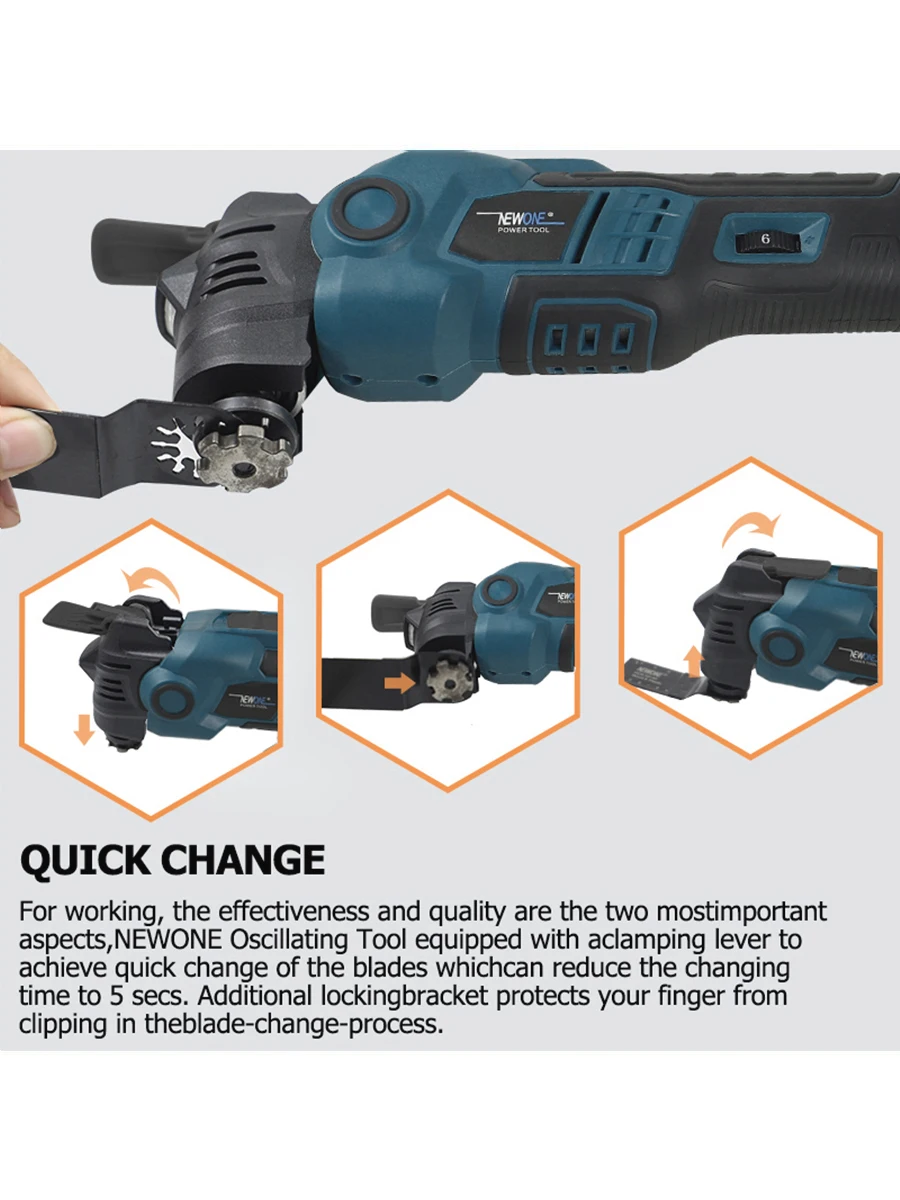 NEWONE 18V Brushless Quick release Oscillating tool Multi functional tool Renovator Electric trimmer Compatible for MAKITA 18V