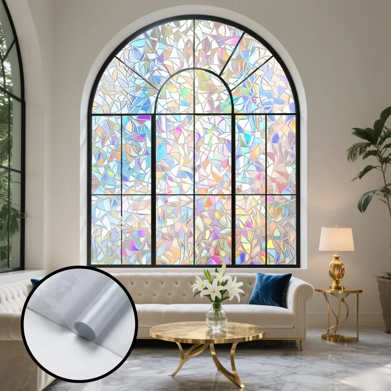Colorful Crescent-Shaped Decorative Window Film Sun-Protective And UV-Protective Window Film Privacy Film For Bathrooms.