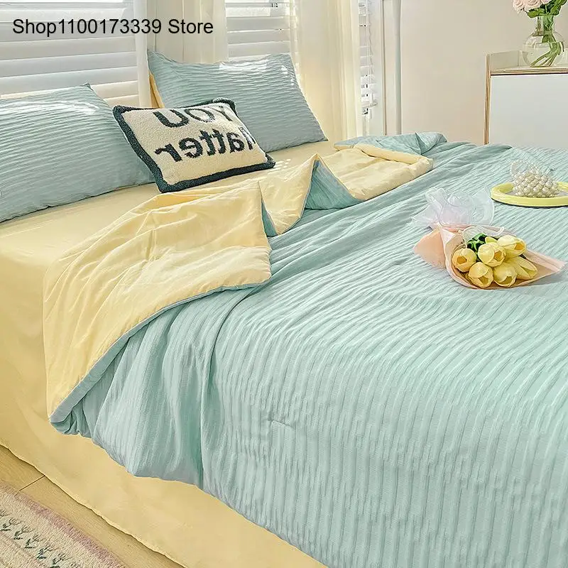 Foam Pure Water Washed Cotton Simple Thin Quilt Machine Washable Summer Cool Quilt Summer Air-Conditioning Quilt