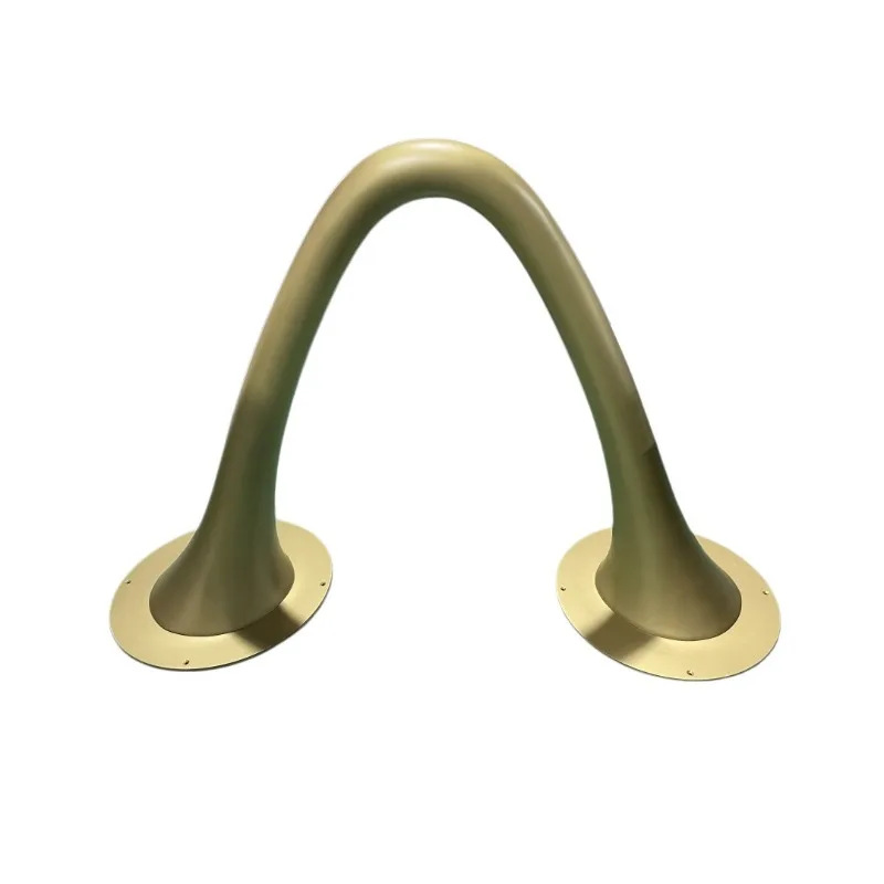 Light luxury gold arc art installation, floor-to-ceiling ornament in the hotel lobby sales office