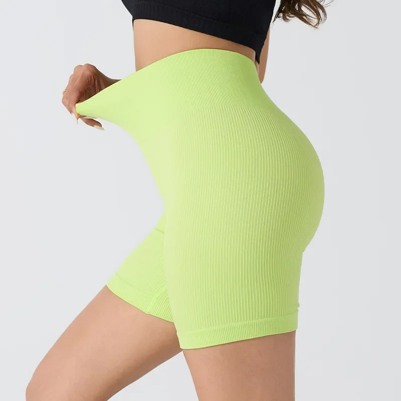 Mulheres sem costura fio elástico apertado shorts de fitness hip levantamento yoga shorts ciclismo verão outerwear calças femininas
