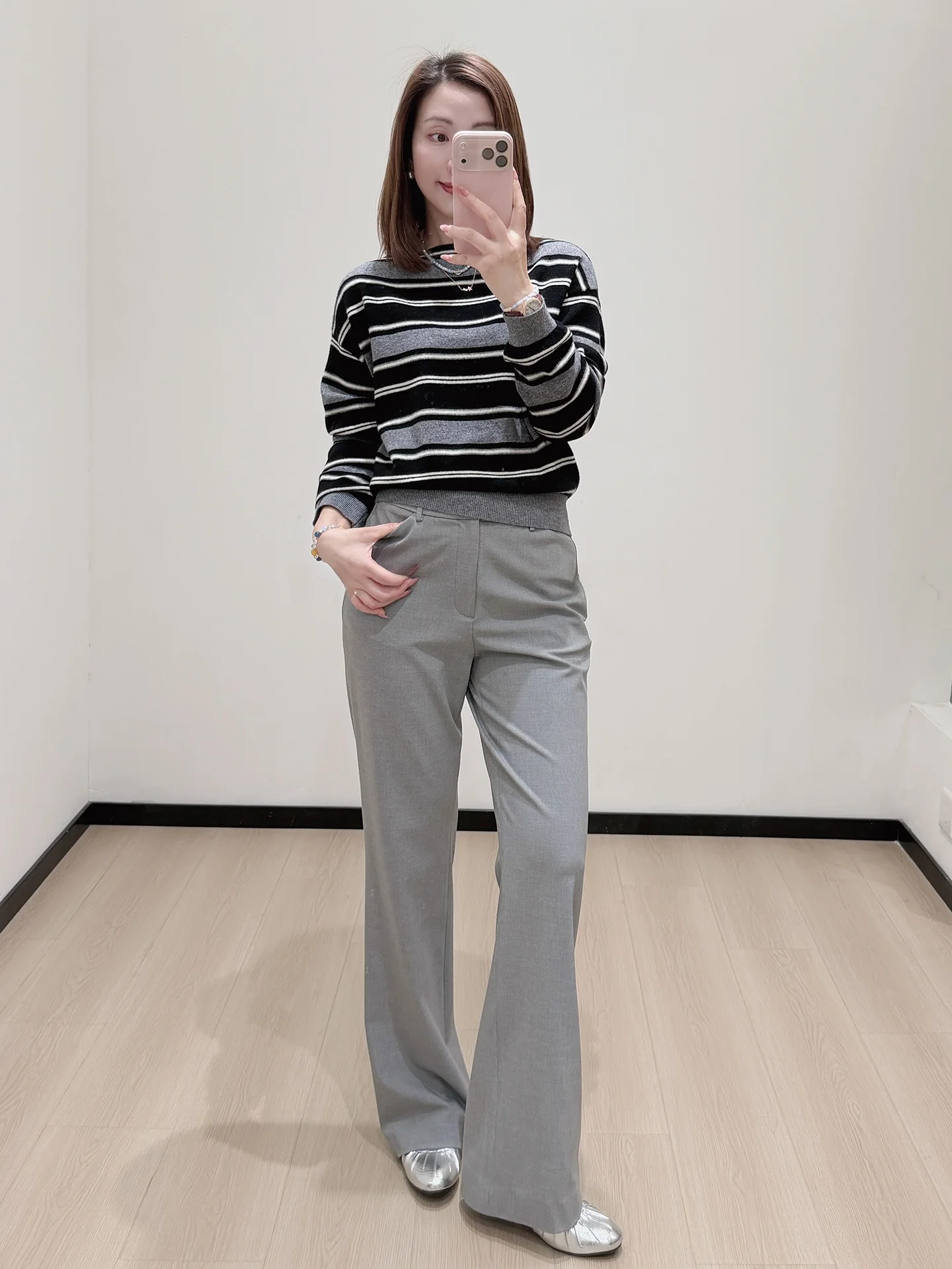 

Slimming Stripe Tight Weave One oulder Woolen Knitted Top Casual Loose Fit Long Sve Spring Faion Ladies' Sweater