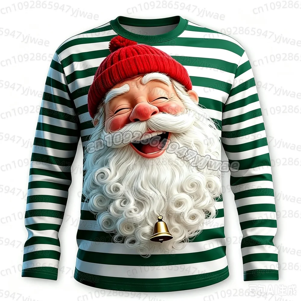 2026 Weihnachts-T-Shirts für Männer mit Weihnachtsmann-Print, Langarm-T-Shirt mit Rundhalsausschnitt, Trendige Streetwear für Weihnachtsfeiern, Herbst-T-Shirt für Männer und Frauen – Detail 5