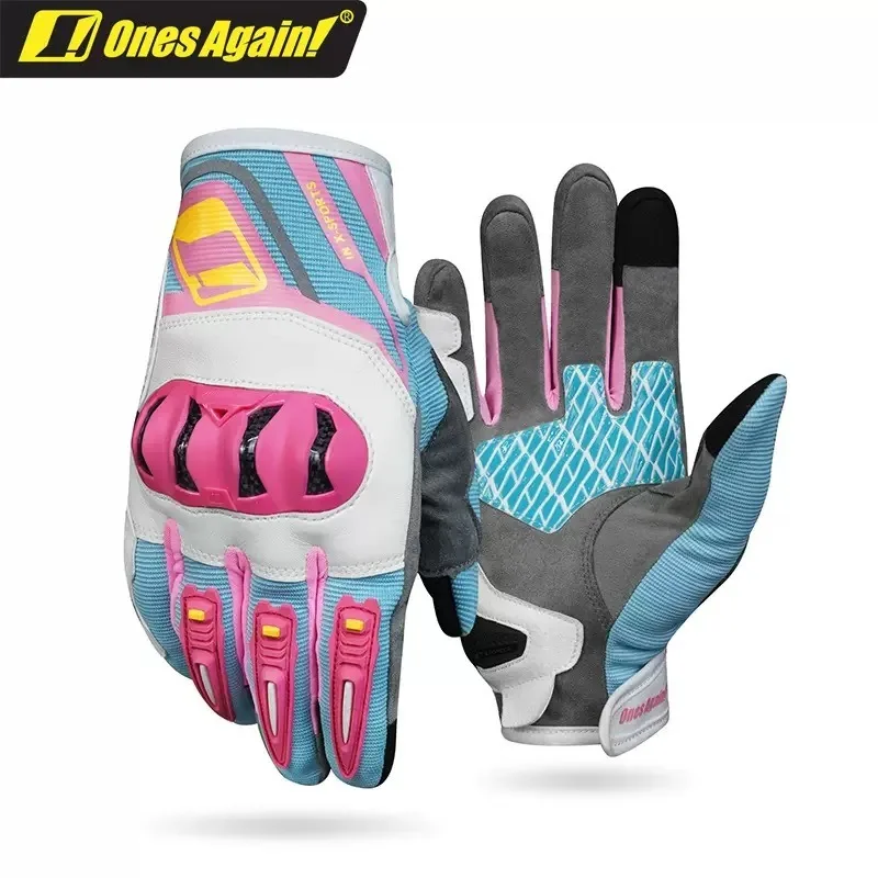

OneAgain Motorcycle Gloves Summer Breathable TPU Carbon Fiber Anti-Drop Touch Screen Racing Locomotive Riding Gloves