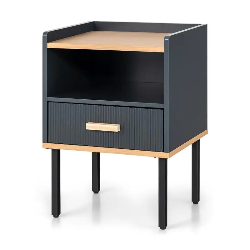 

Nightstand Bedside End Table with Drawer and Open Shelf for Living Room Bedroom-1 Piece