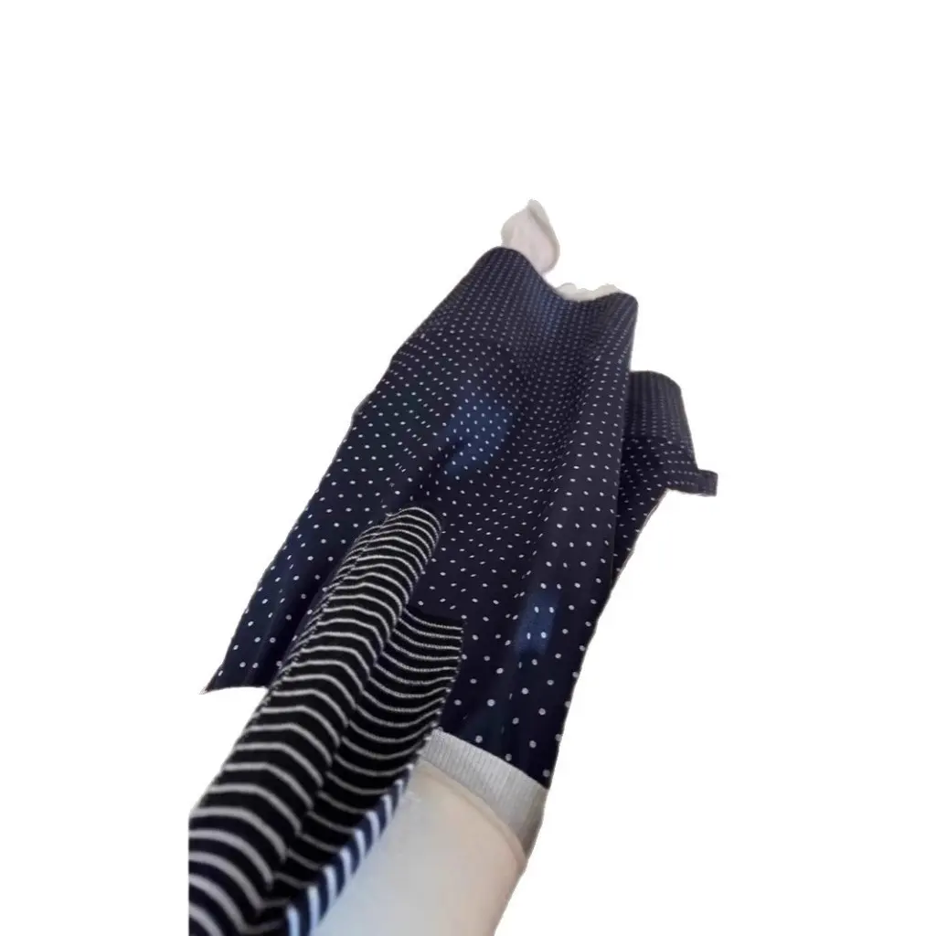 

Navy Blue High Waist Slimming A-Line Skirt for Women Summer New Wave Dot Design Half Skirt Stitching Detail