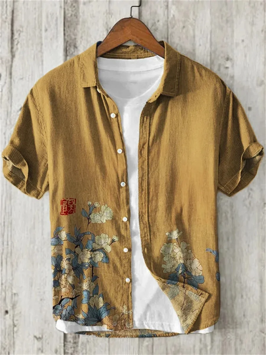 Linen Men's Shirt Comfortable Breathable Short Sleeve Shirt Oversized Design Men's Summer Hawaiian Fashion Shirt