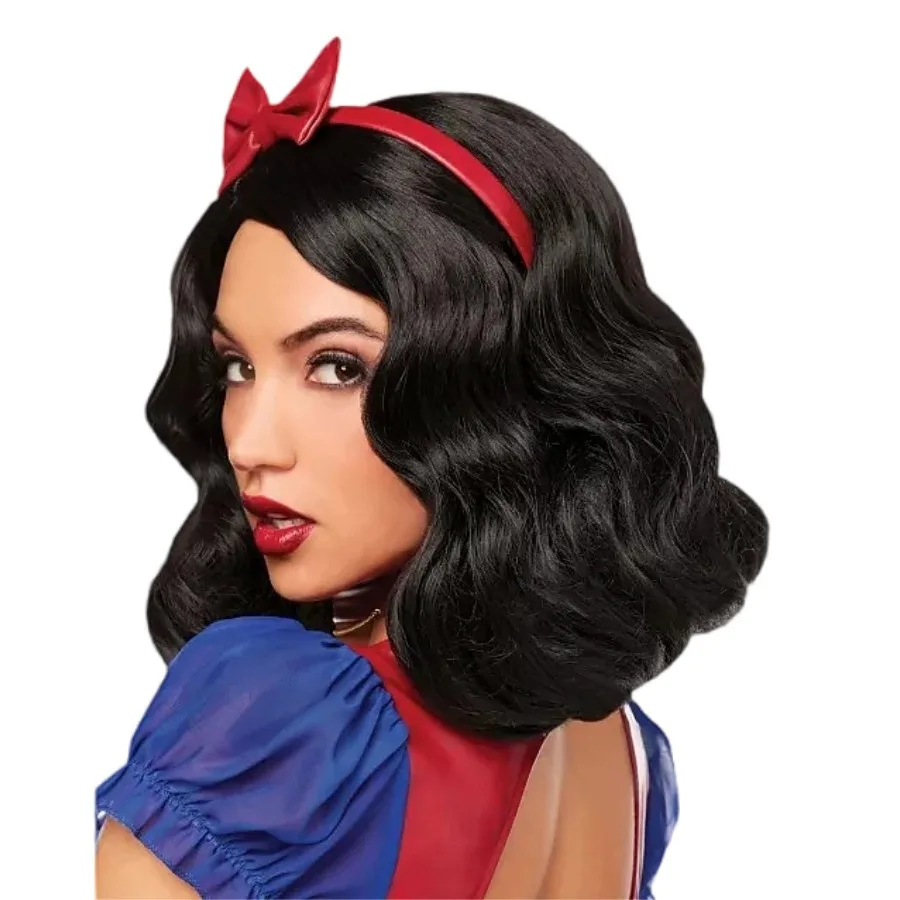 Halloween Character Costume Wig Snow Princess Cosplay Full Top Mechanism Short Curly Hair Wig Lolita Wigs