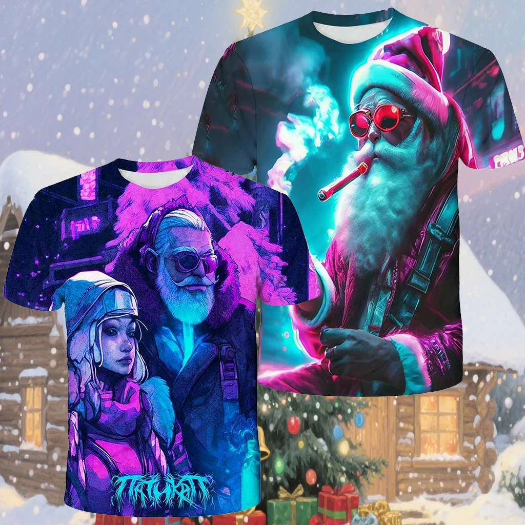 

New Adult/children's Fashion Cartoon Printed Short Sleeve T-shirt for Sport Running Training Breathable Loose Top Christmas Gift