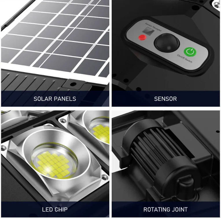 Solar LED Strong Wall Light Double-row Human-sensing Garden Lamps Sensor Outdoor Lamps for Lighting Remote Control Street Lamps