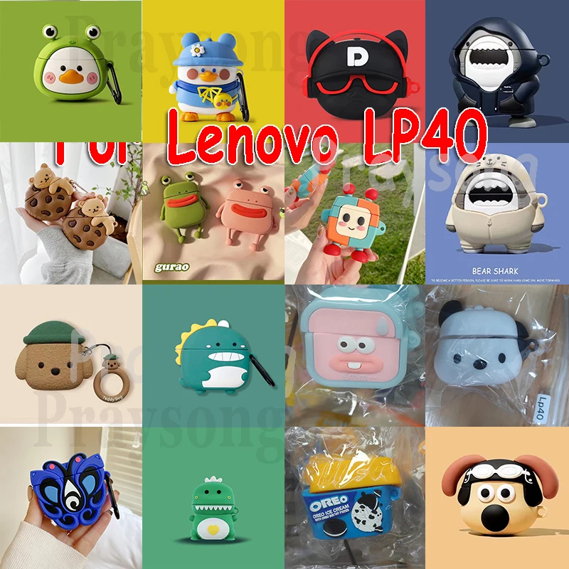 Cartoon Cute Cover for Lenovo LP40 Case Protective Cover Silicone Capa Thinkplus Lenovo Earphone Funda LP40 Charging Box Bag