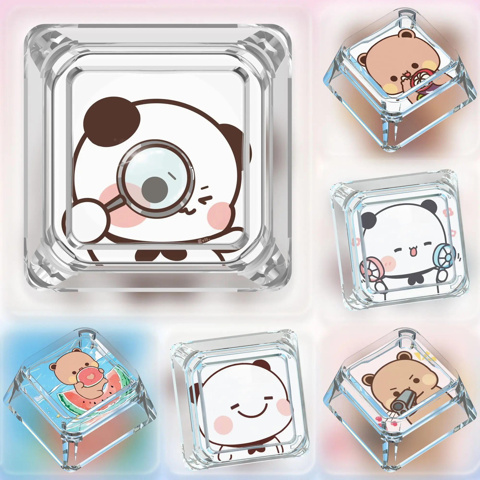 Cute Bubu Dudu Keycaps ABS Custom Mechanical Keyboard Keycap Set Kawaii Panda DIY Desk Decor Gift For 61/64/68/84/75/86Keys