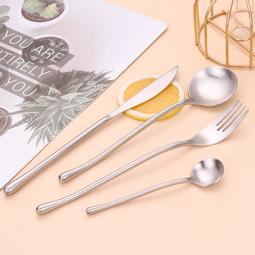 Stainless Steel 304 Tableware Silver Cutlery Set Gold Western Dinner Set Matte Kitchen Accessories 4Pcs 8Pcs 12Pcs 16Pcs 20Pcs