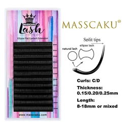 New Matte Flat Eyelash Extensions Individual 0.15 0.20 0.25 Softer Ellipse Flat Lash Split Tips Ligher Volume Looking Wholesale