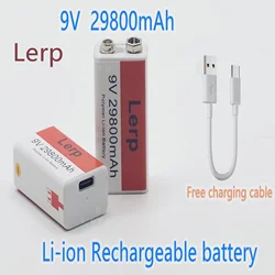 Multimeter rechargeable lithium-ion battery, 9V battery 29800MAH, mini USB, toy, microphone, remote control, KTV use, new 2024