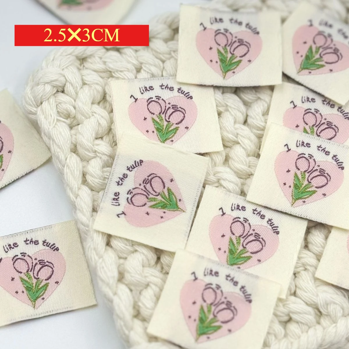 Heart Rose Embroidered Label - Forest Style Sew-on Clothing Tag,  Wash Care Patch for DIY Garments, Handmade Craft Labels