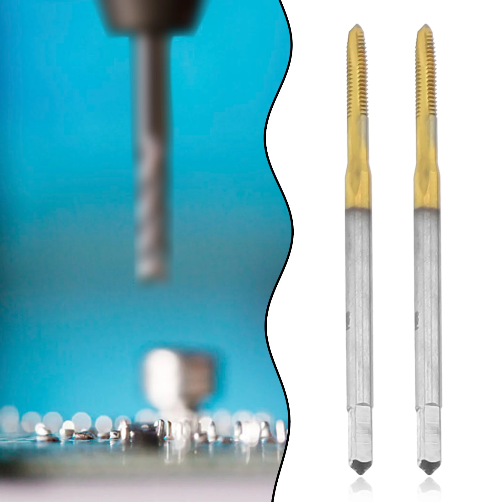 2PCS Coated Screw Thread Tap Set M2-10 with Straight Flute for Repair and Machinery Manufacturing Applications
