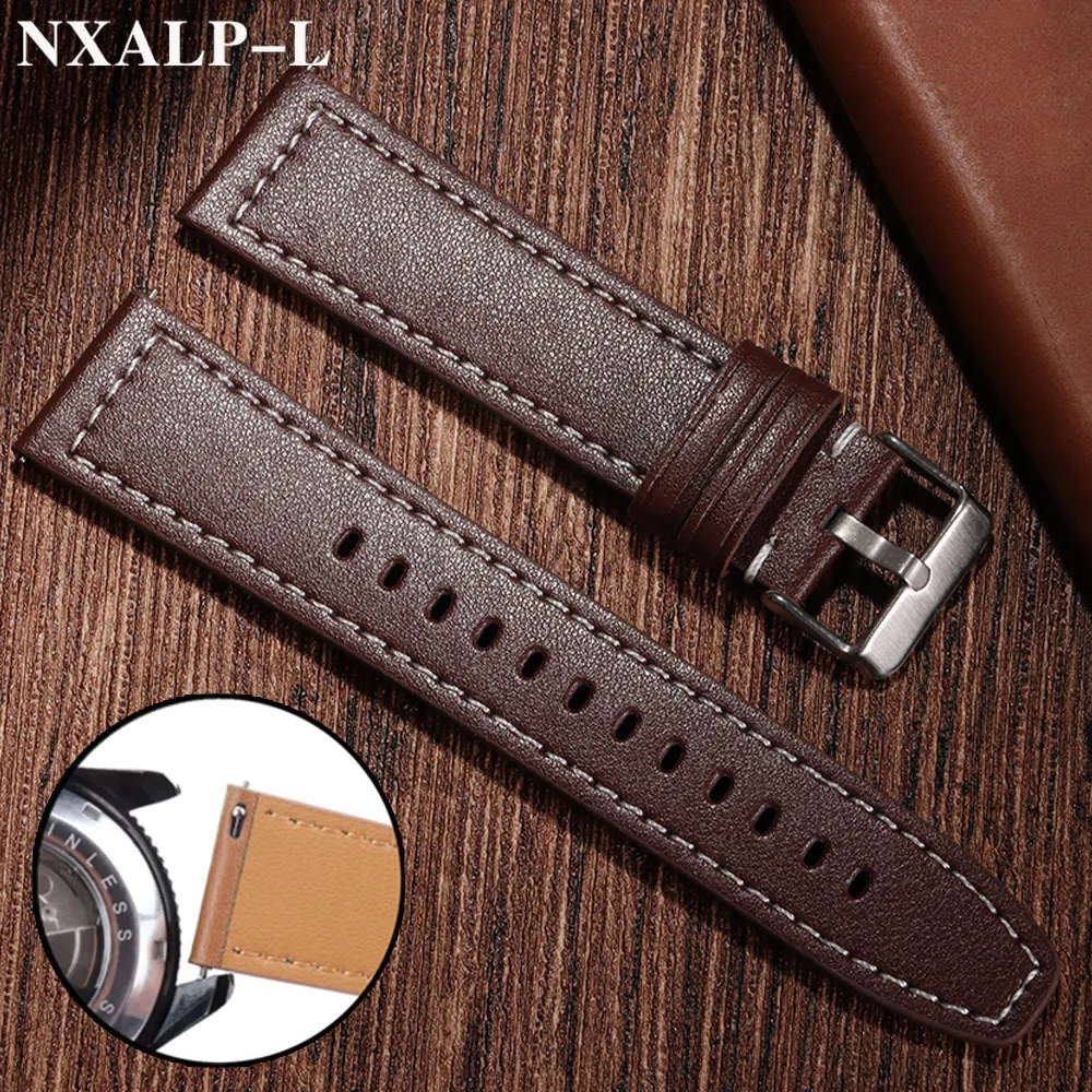 حزام ساعة جلد 20 مللي متر 22 مللي متر لأوميغا ل Seiko الإفراج السريع حزام الساعات لهواوي GT3 GT4 معصمه سوار الأعمال للرجال