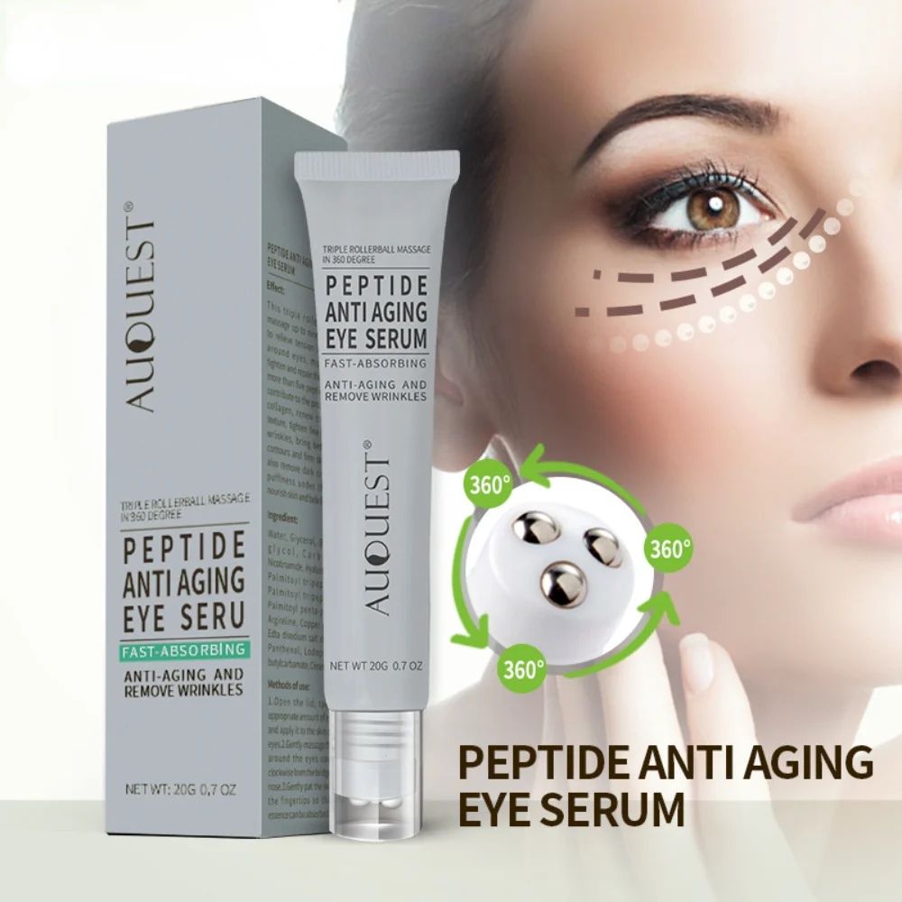 Peptide Anti-aging Eye Serum 20g Collagen Roller Massager Remove Eye Dark Circle Anti-puffiness Anti Wrinkle Skin Care