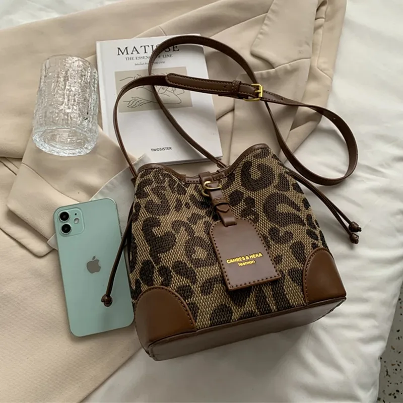 Jamhoo Leopard małe PU skórzane damskie wiadro Crossbody torby projektant torba na ramię luksusowa marka torebka damska Lady Trend Tote