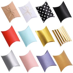 50Pcs/lot Pillow Candy Box Kraft Paper Gift Packaging Box DIY Wedding Christmas Favor Candy Boxes Birthday Party Decorations