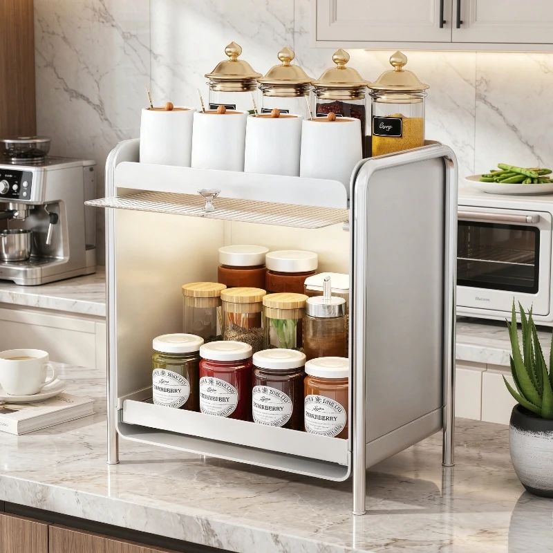 Transparent Acrylic Cup Holder Stand Dustproof Tea Set Organizer Coffee Machine Shelf Desktop Makeup Rack Luxury 아크릴 수납 선반