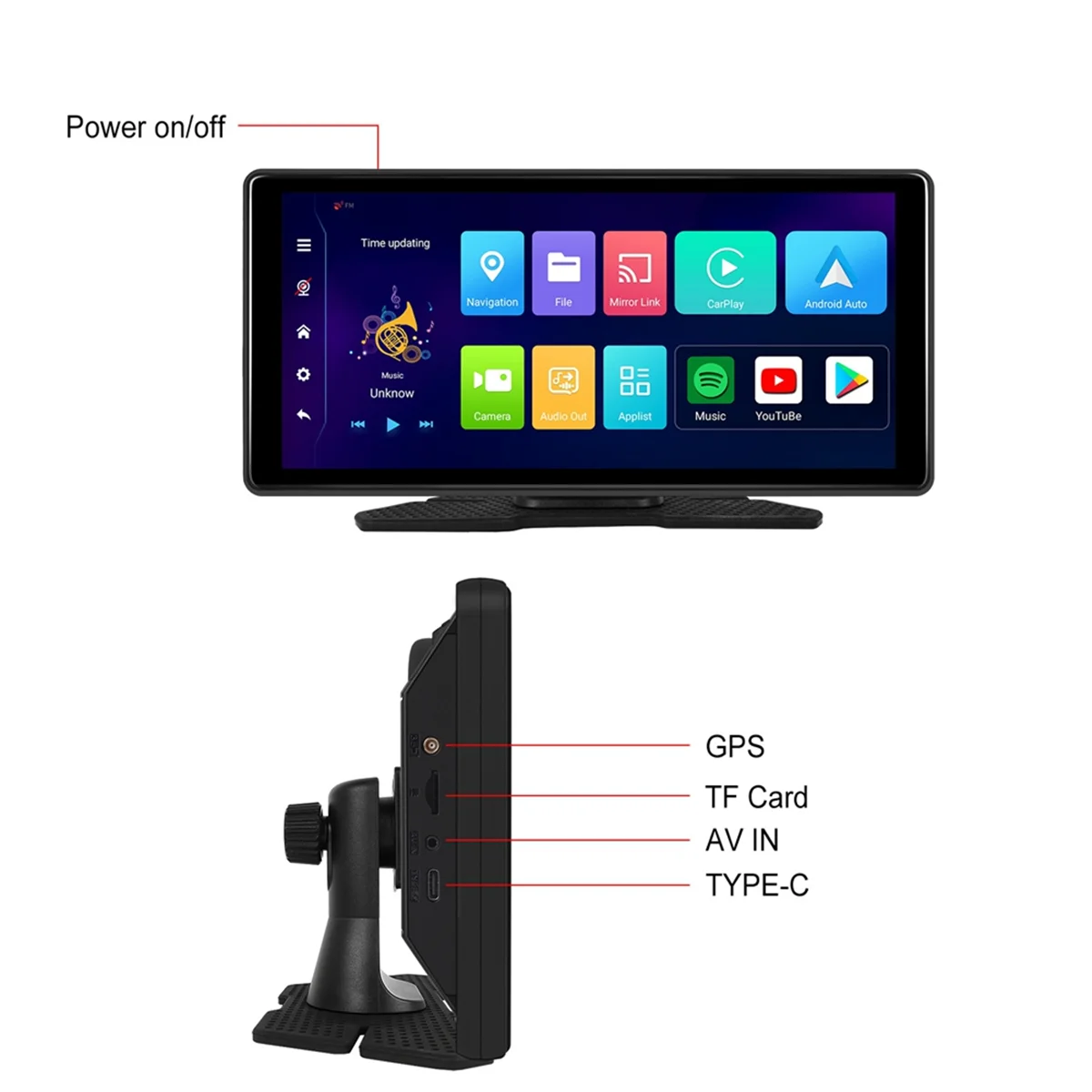 Super Sale 10.36inch Android Car Monitor 4+64G WIFI Multimedia Player Wireless Carplay Android Auto GPS Navigation AUX/FM Car Au