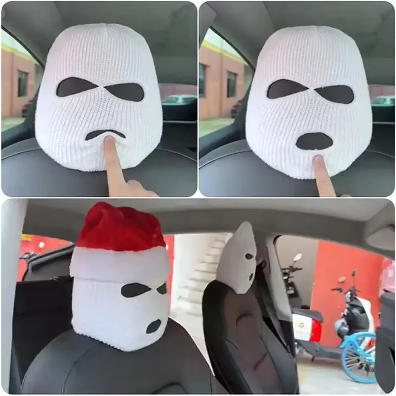 Funny Spoof Car Seat Headgear Creative Car Kidnapper Breathable Headrest Cover Car Seat Headrest Funny Bandit Hood