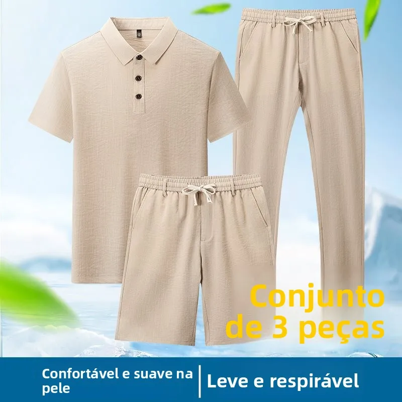 ensemble-trois-pieces-decontracte-d'ete-pour-homme-chemise-short-et-serviette-en-tissu-–-style-decontracte-pour-papa