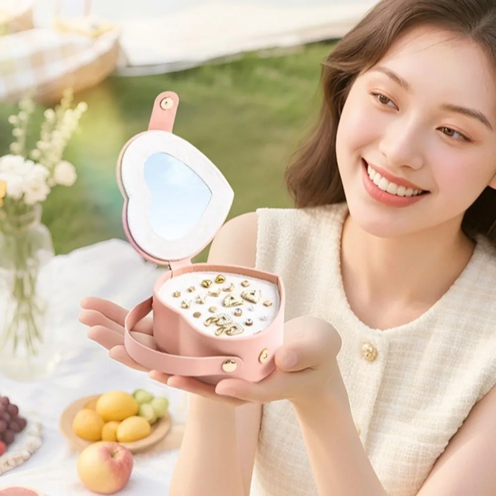 

Portable Jewelry Storage Box Ring Display Storage Box Jewelry Organizer Compact Heart-shaped Valentine Gift Packaging Box