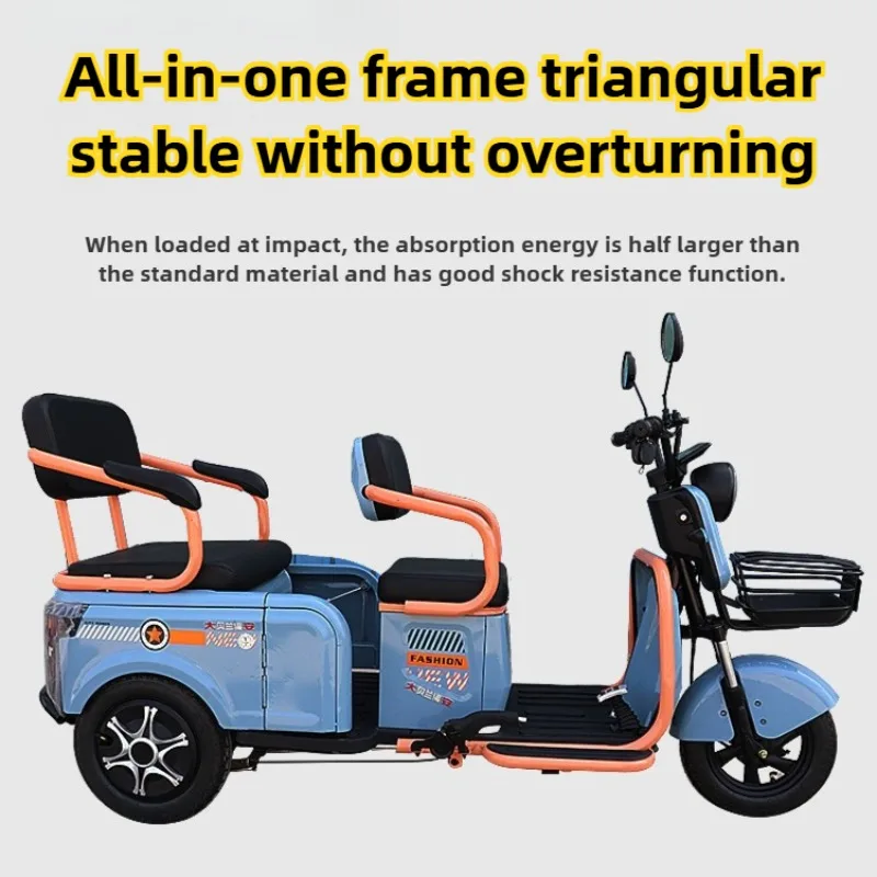 Adult 1000W High Power Motor 60V32AH Large Battery Electric Tricycle Elderly Double Drum Brake Remote Control Electric Scooter