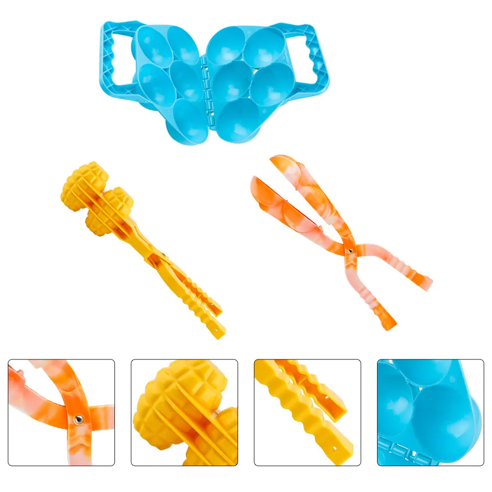 

3Pcs Plastic Clip Snow Ball Maker Kids Outdoor Winter Snow Fighting Clamp Tool Fun Making Clip Random Color